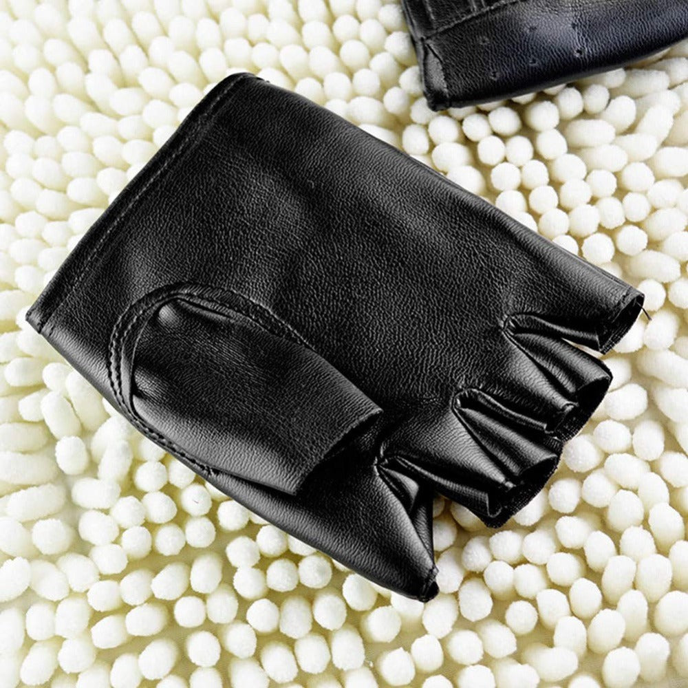 Unisex Artificial Leather Half-Finger Glove