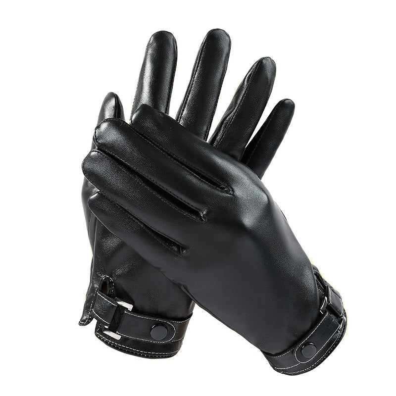 Classic Winter Leather Gloves For Men