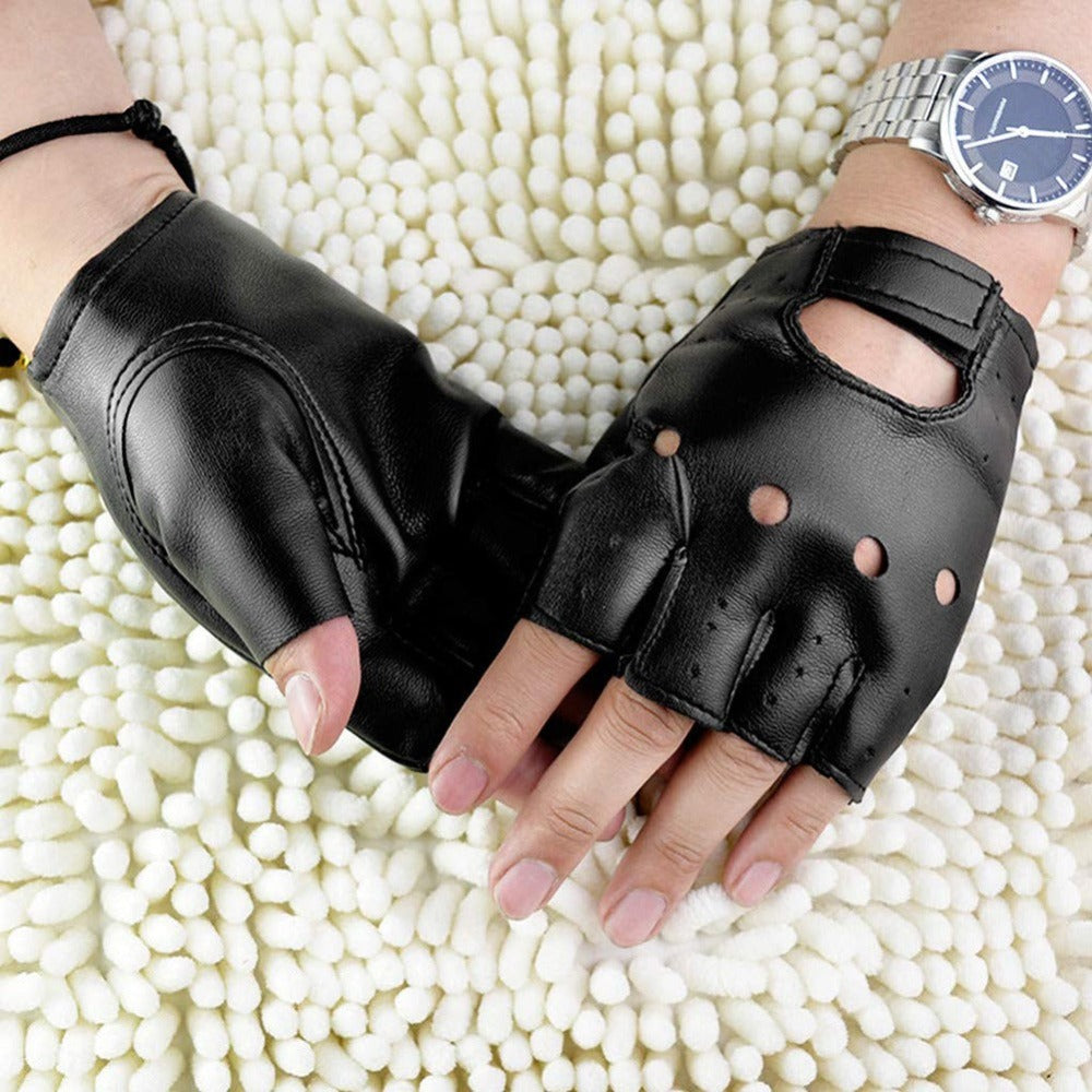 Unisex Artificial Leather Half-Finger Glove